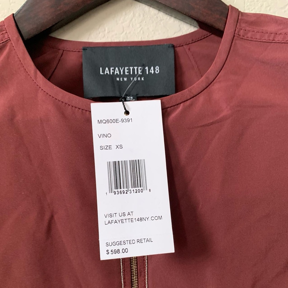 NWT Lafayette 148 New York burgundy light zip jacket size XS - Picture 3 of 5